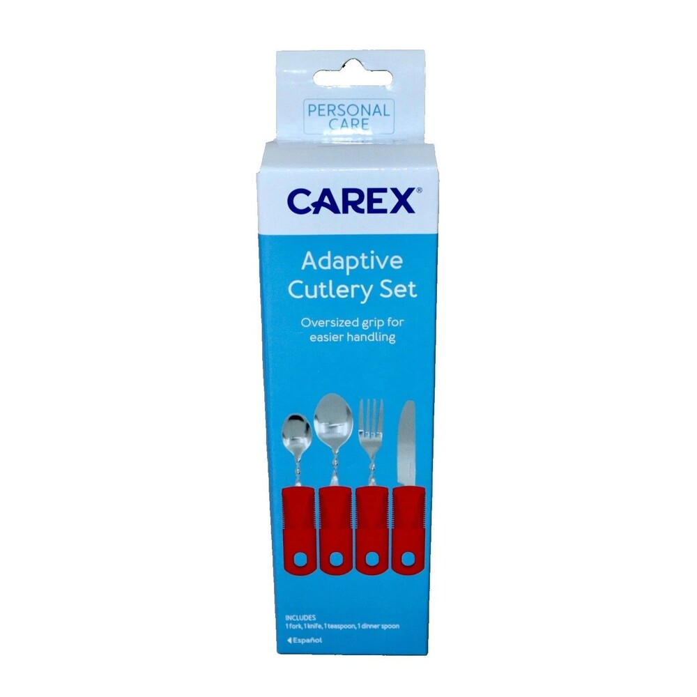 (Set of 4) Carex Adaptive Cutlery Set Red Oversized Bendable Utensils in Box